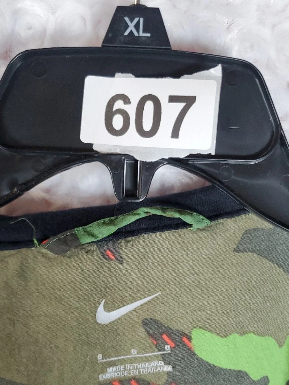 Nike Green Camo Hooded Windbreaker with Red Accents Size L